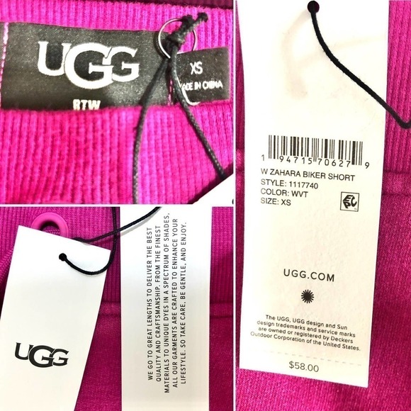 UGG Zahara Biker Shorts Pockets Elasticized Waistband Wild Violet XS NWT‎ - Picture 9 of 12